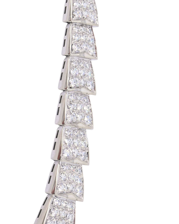 Bvlgari Bulgari Serpenti Viper Necklace 18k White Gold Diamond Drop Necklace Original Box