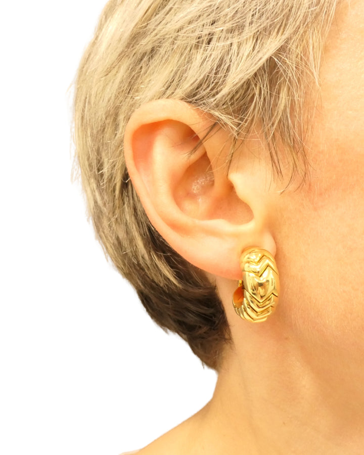 Bvlgari Bulgari Gold Earrings 18k Spiga Collection Clip-On