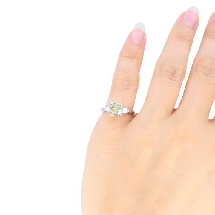 Van Cleef & Arpels Platinum Yellow Diamond 3 Stone Engagement Ring GIA