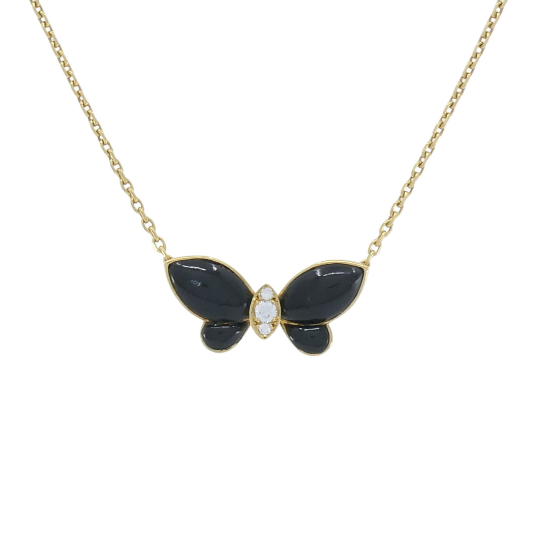 Van Cleef & Arpels Butterfly Necklace Onyx Diamond