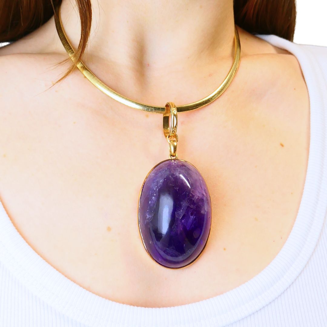 Vintage Gold Amethyst Pendant Necklace