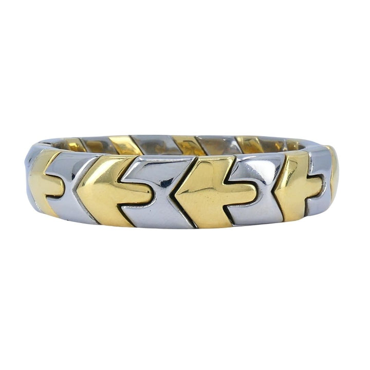 Vintage Bvlgari 18k Gold Steel Alveare Cuff Bracelet