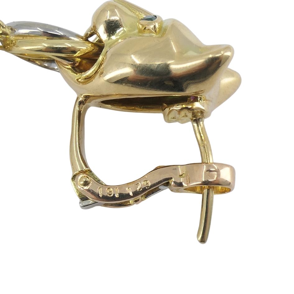 Vintage Panthère de Cartier 18k Gold Diamond Emerald Onyx Earrings