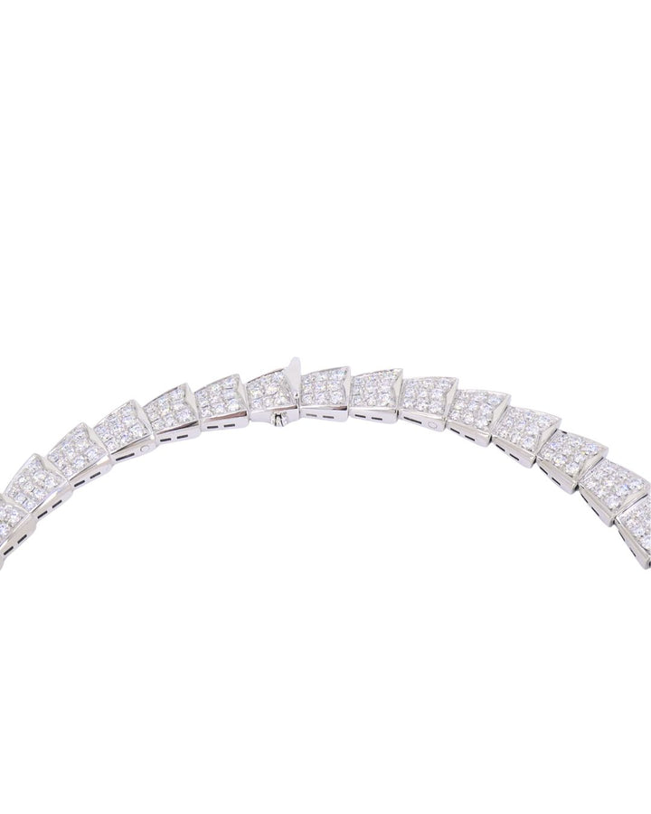 Bvlgari Bulgari Serpenti Viper Necklace 18k White Gold Diamond Drop Necklace Original Box
