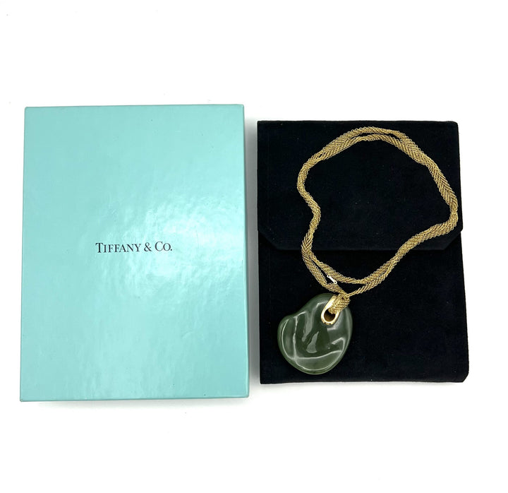 Tiffany & Co. Elsa Peretti Mesh Necklace & Green Jade Pendant