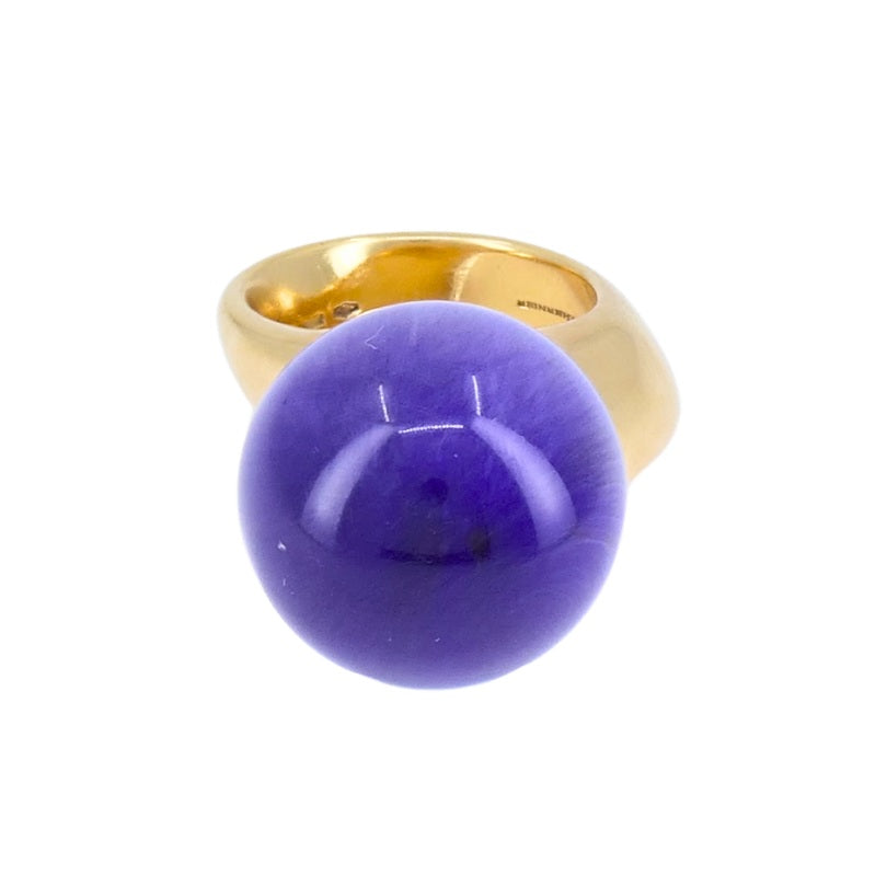 Vhernier Re Sole Gold Ring Purple Sugilite Rock Crystal Estate Jewelry Italy