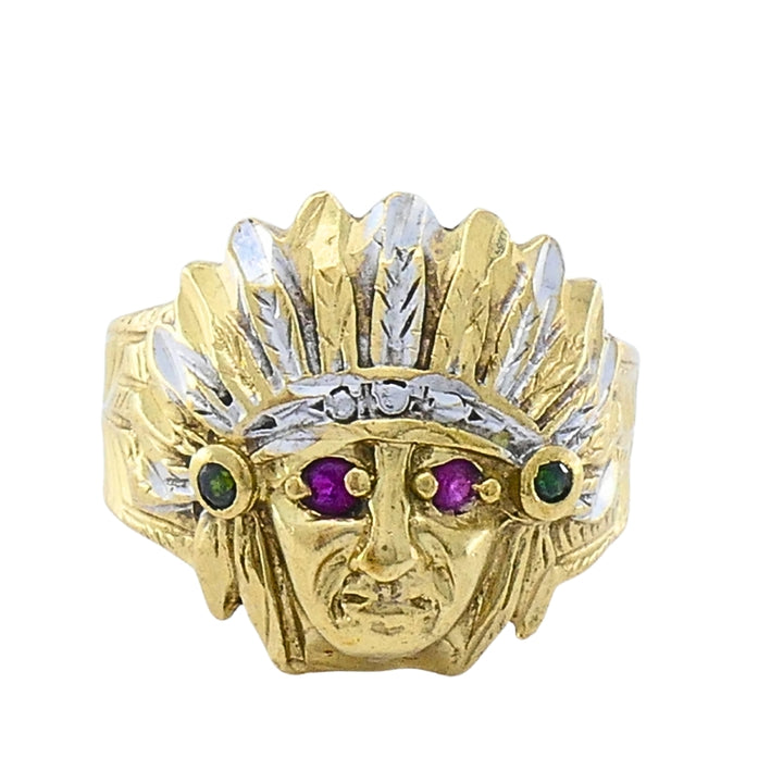 Vintage 10k Gold Native American Headdress Ring