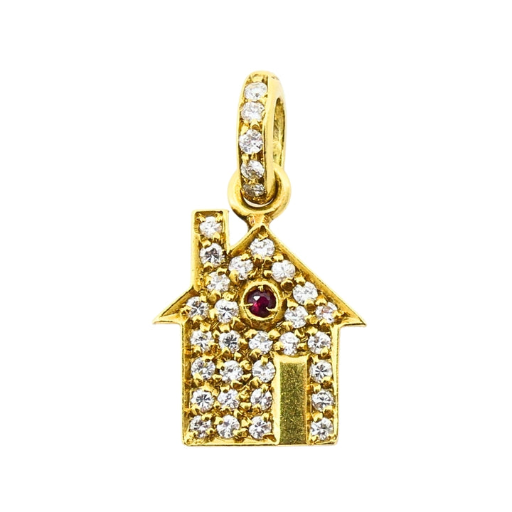 Roberto Coin 18k Gold Diamond Ruby House Pendant