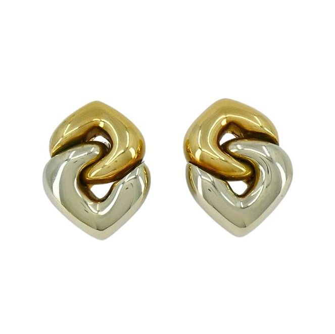 Bulgari Doppio Cuore Two-tone 18k Gold Clip Earrings