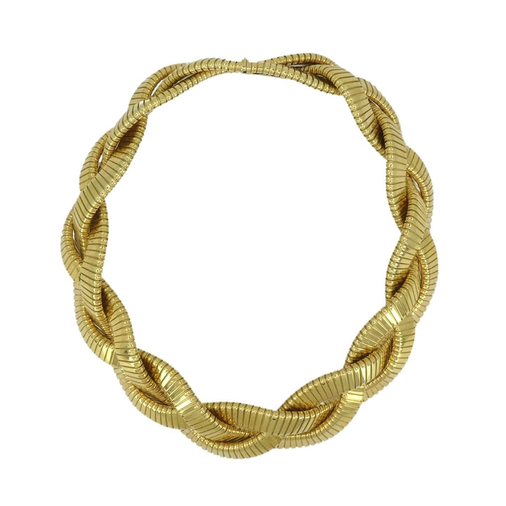 Vintage Carlo Weingrill 18k Gold Braided Tubogas Choker Necklace