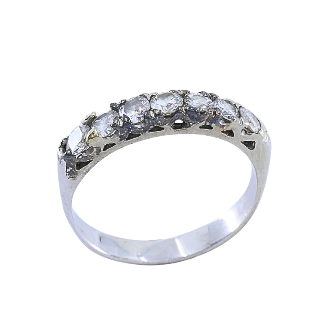 Vintage 12k Gold Diamond Ring Seven-Stone Band