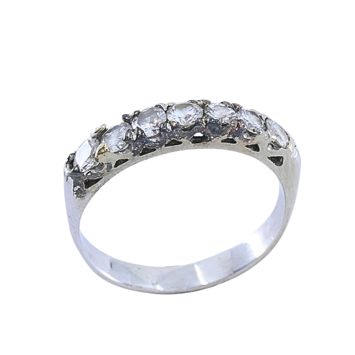 Vintage 12k Gold Diamond Ring Seven-Stone Band