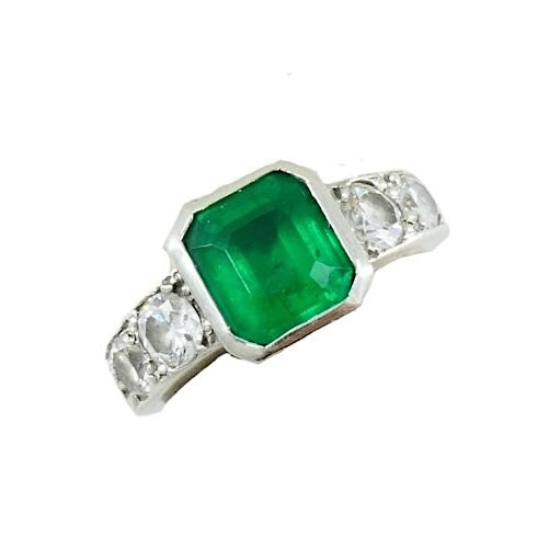 Vintage Tiffany & Co. Platinum Emerald Diamond Ring