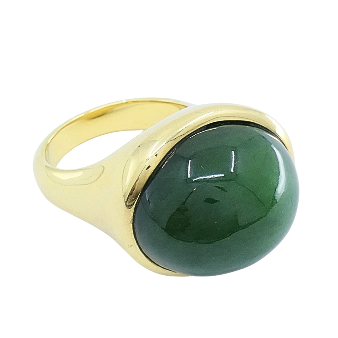 Tiffany & Co. Elsa Peretti 18k Gold Jade Cabochon Dome Ring
