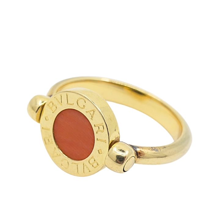 Bvlgari Flip Ring 18k Gold Coral Onyx