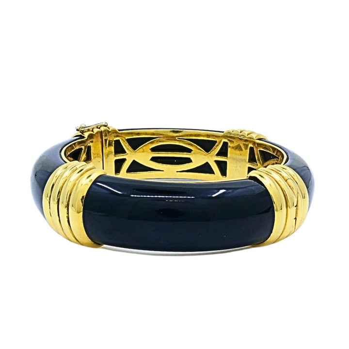 Van Cleef & Arpels 18K Gold Onyx Bangle Bracelet