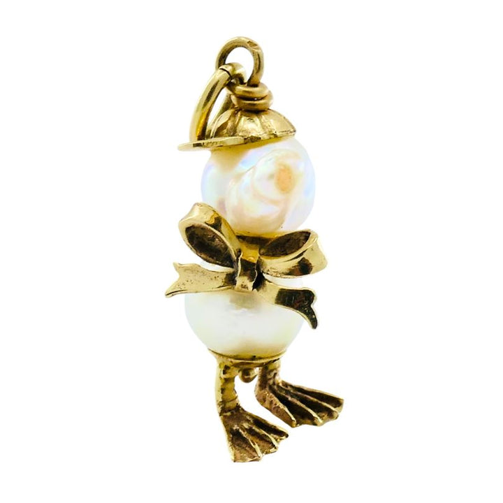 Pearl Charm Vintage 10k Gold Duckling