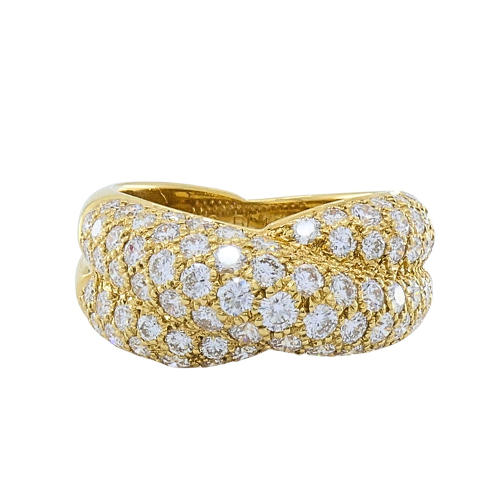 Van Cleef & Arpels 18k Gold Pavé Diamond Bombé Crossover Ring
