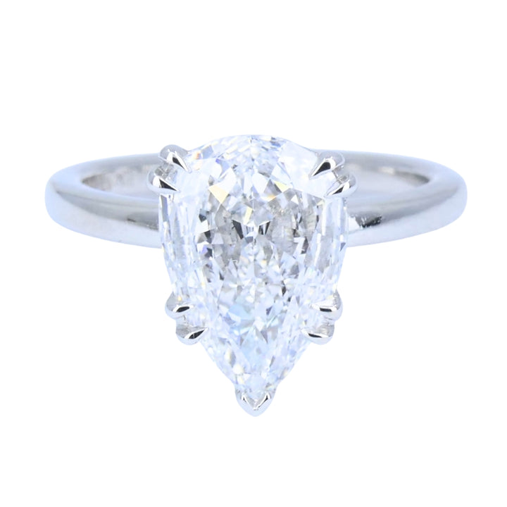 Pear Shaped Diamond Platinum Engagement Ring 1.71 carat GIA D VS2