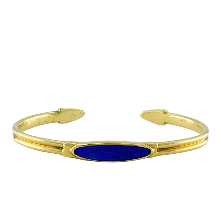 Vintage 18k Gold Blue Enamel Bangle Bracelet