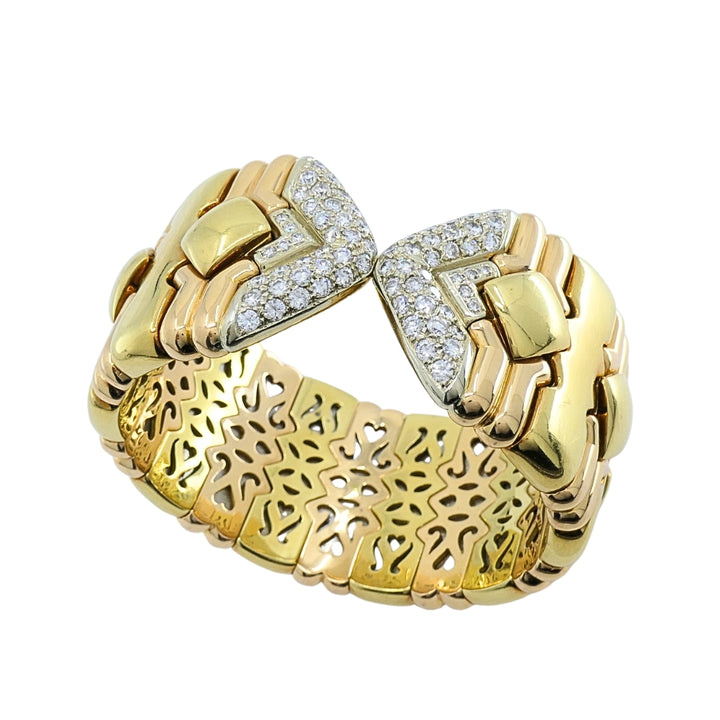 Chopard 18k Gold Multicolor Flexible Diamond Pavé Cuff Bracelet, 1970s