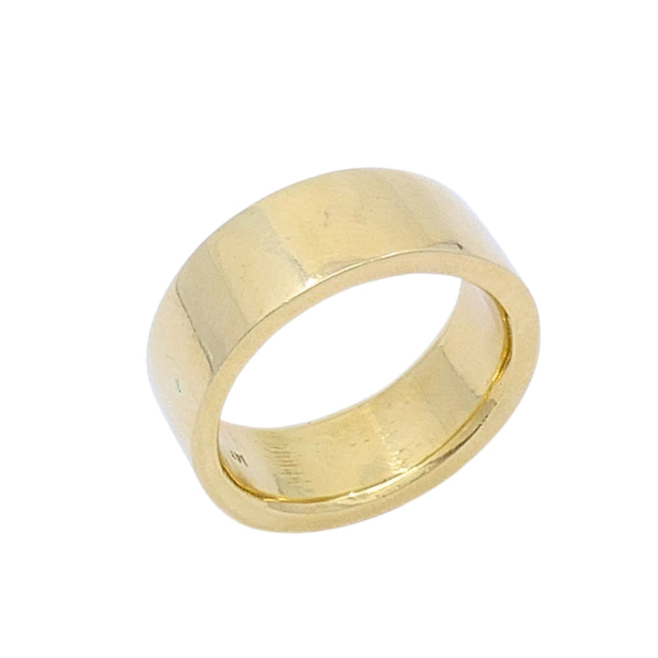 Vintage 14k Gold Wide Cigar Band Ring, 8mm Wedding Band