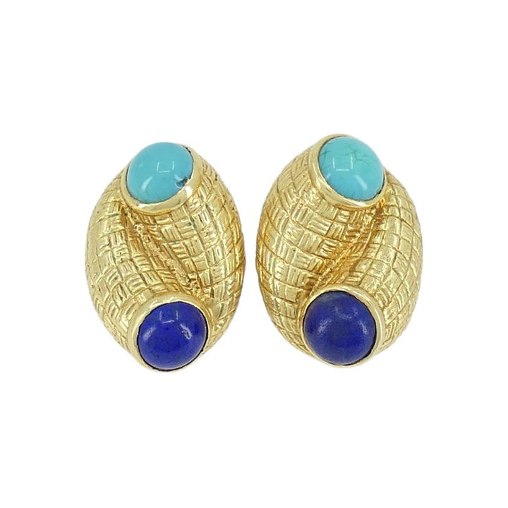 Vintage Tiffany & Co. 18k Gold Lapis Lazuli Turquoise Clip-on Earrings