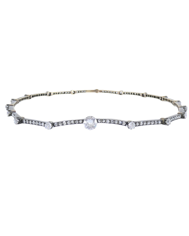 Antique 18k Gold Silver Diamond Choker Necklace French Jewelry