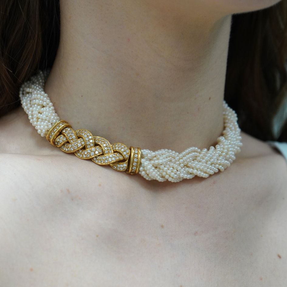 Van Cleef & Arpels Set 18k Gold Diamond Interchangeable Gemstone Bead Necklaces
