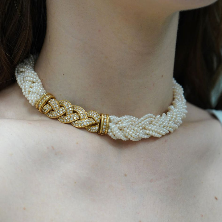 Van Cleef & Arpels Set 18k Gold Diamond Interchangeable Gemstone Bead Necklaces