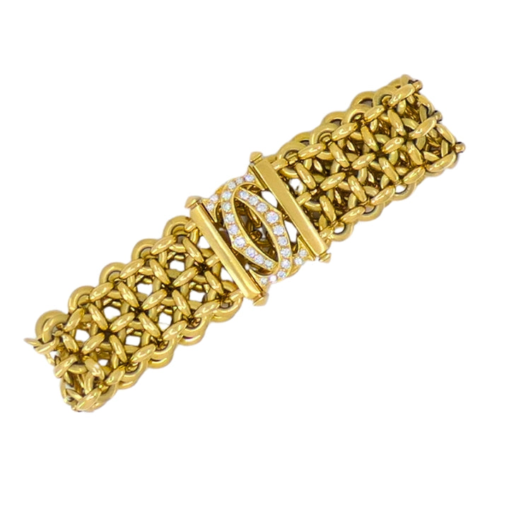 Cartier Double C Penelope Bracelet 18k Gold Diamond Link Bracelet
