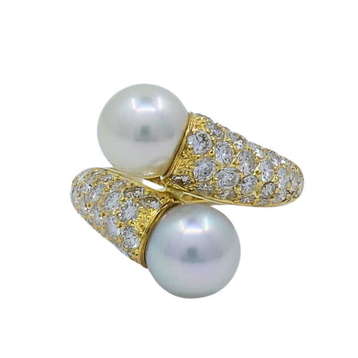 Van Cleef & Arpels Toi Et Moi 18k Gold Pearl Diamond Ring