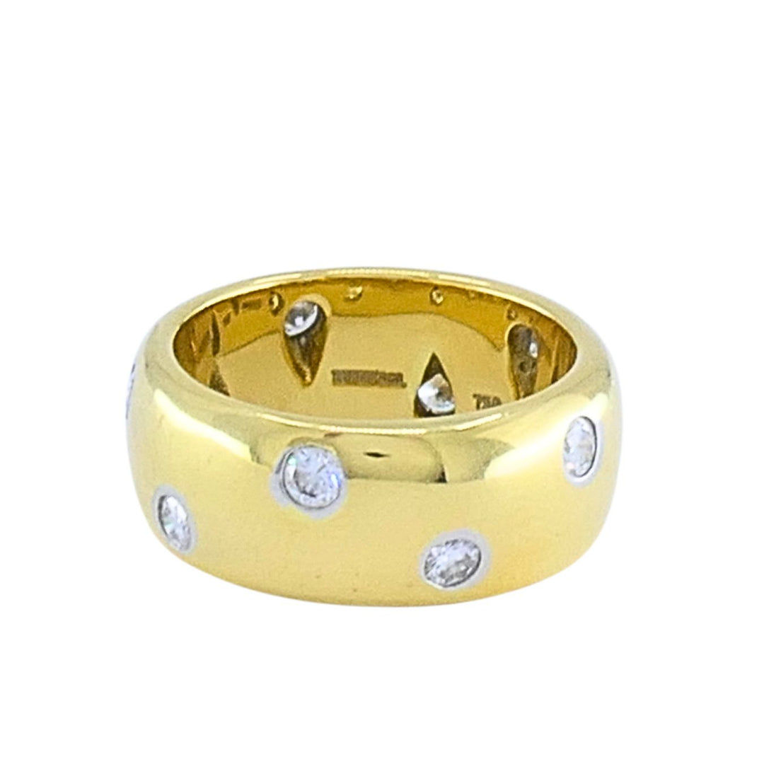 Tiffany & Co. Etoile 18k Gold Diamond Band Ring with Platinum Settings