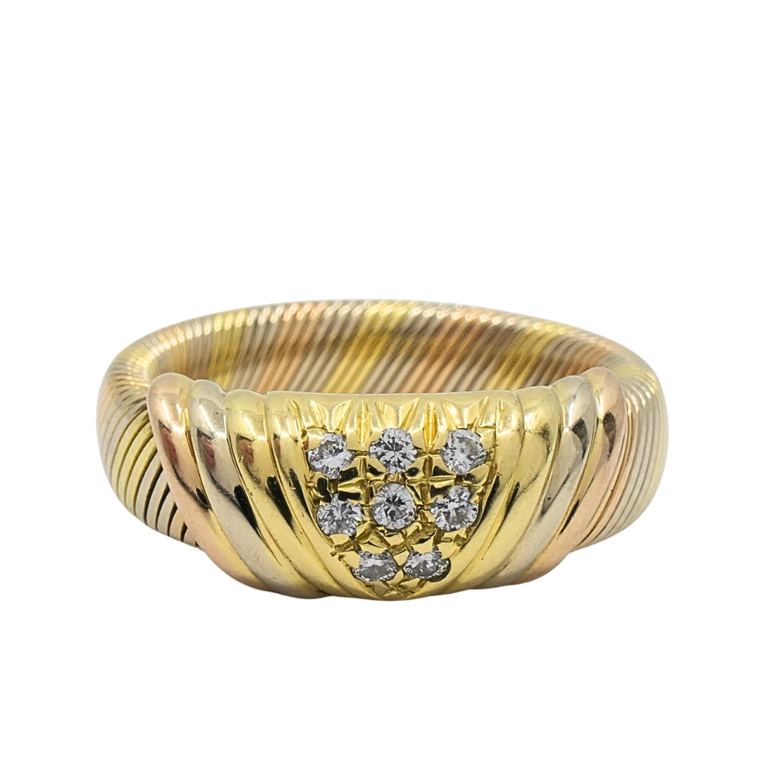 Cartier 18k Tri-Color Gold Diamond Band Ring