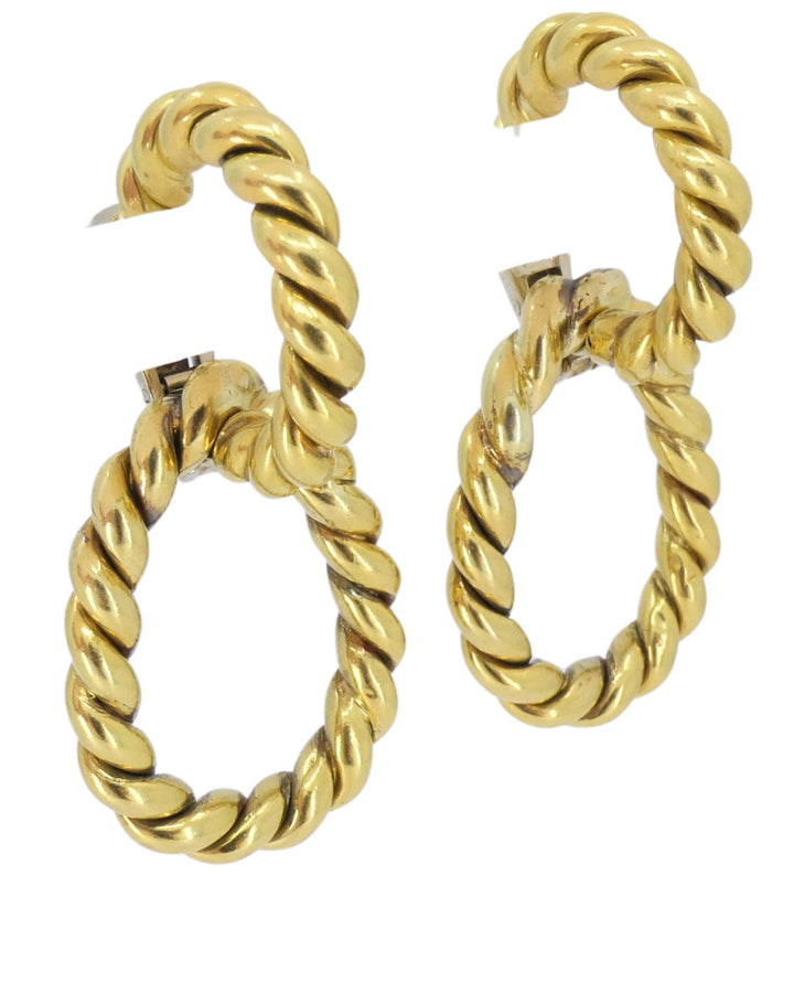 Tiffany & Co. 18k Gold Drop Earrings Rope Design Detachable