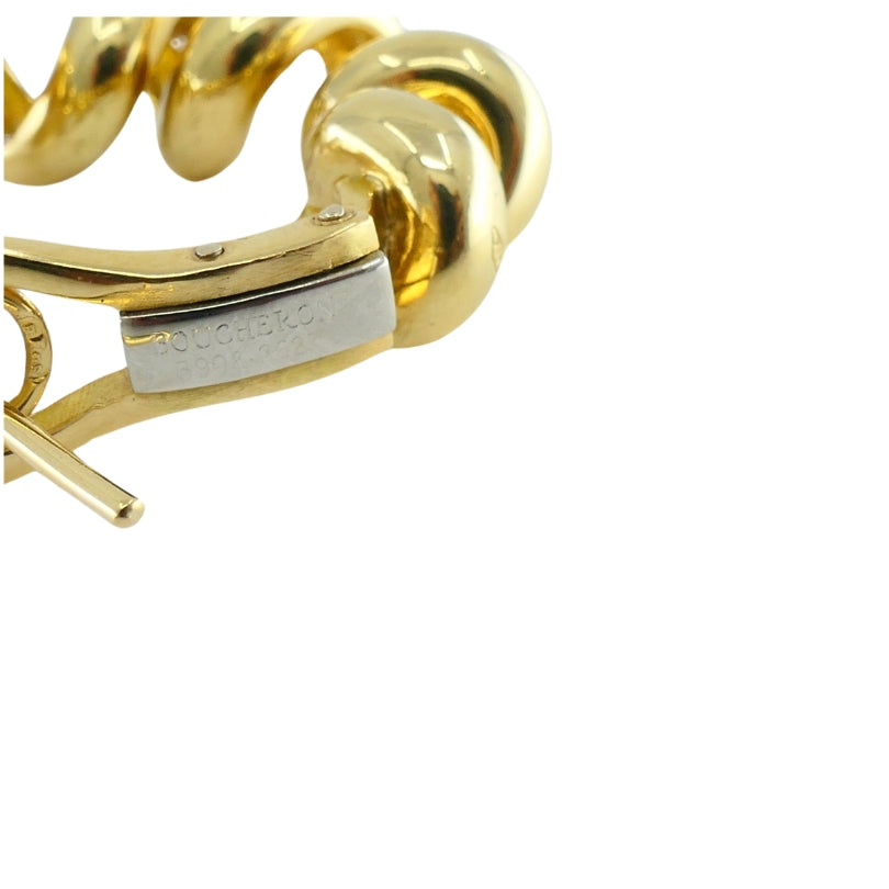 Boucheron Hoop Earrings Swirl Design 18k Gold Diamond