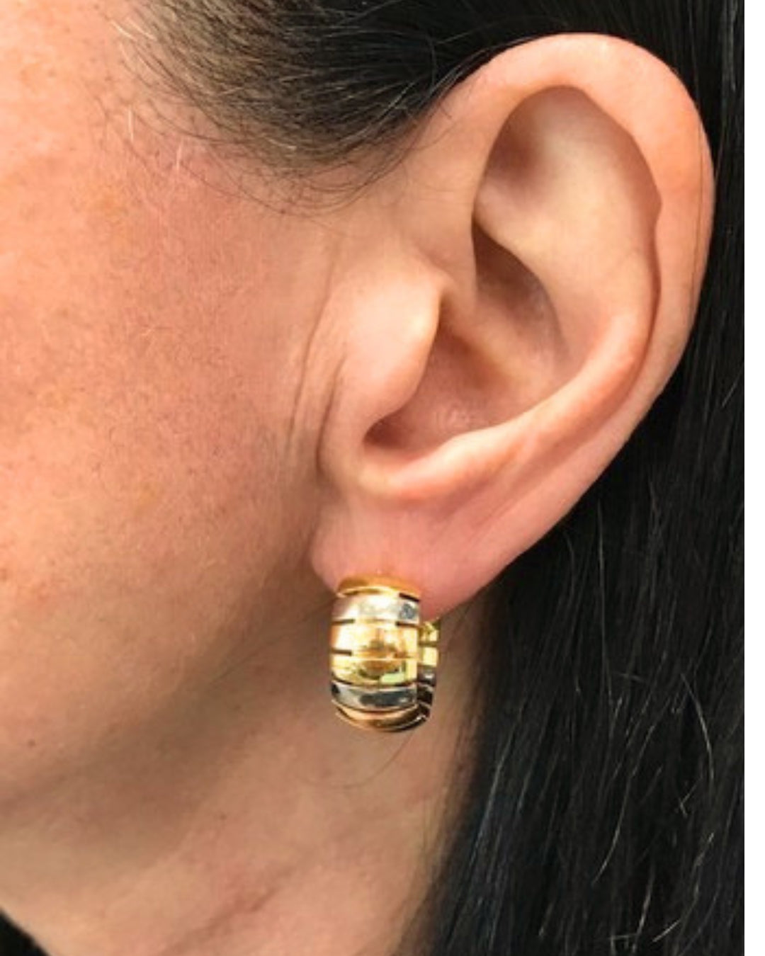 Cartier Hoop Earrings Tubogas Design 18k Tri-Color Gold