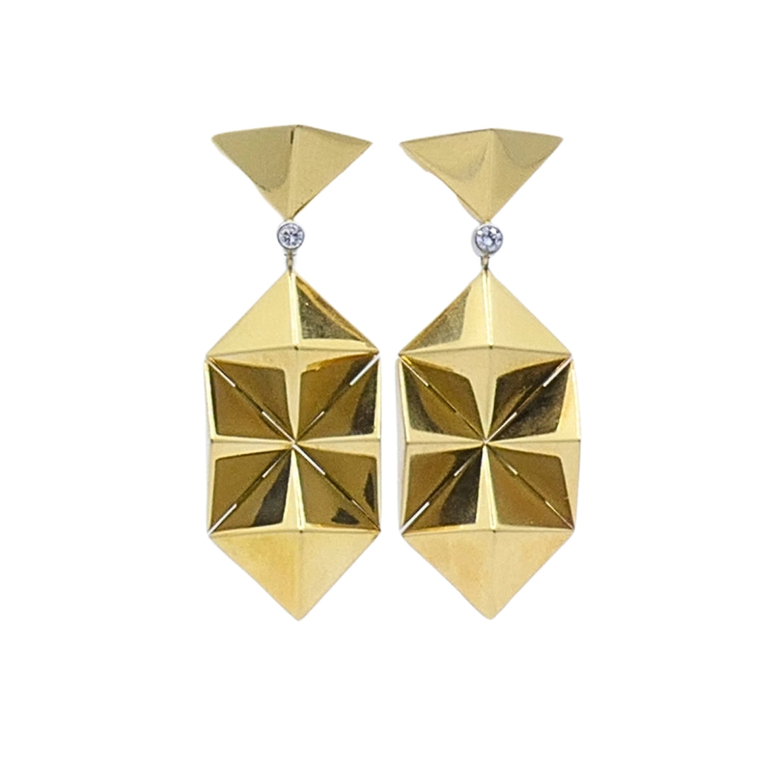 Aletto Brothers Apennines 18k Gold Diamond Pyramid Drop Earrings