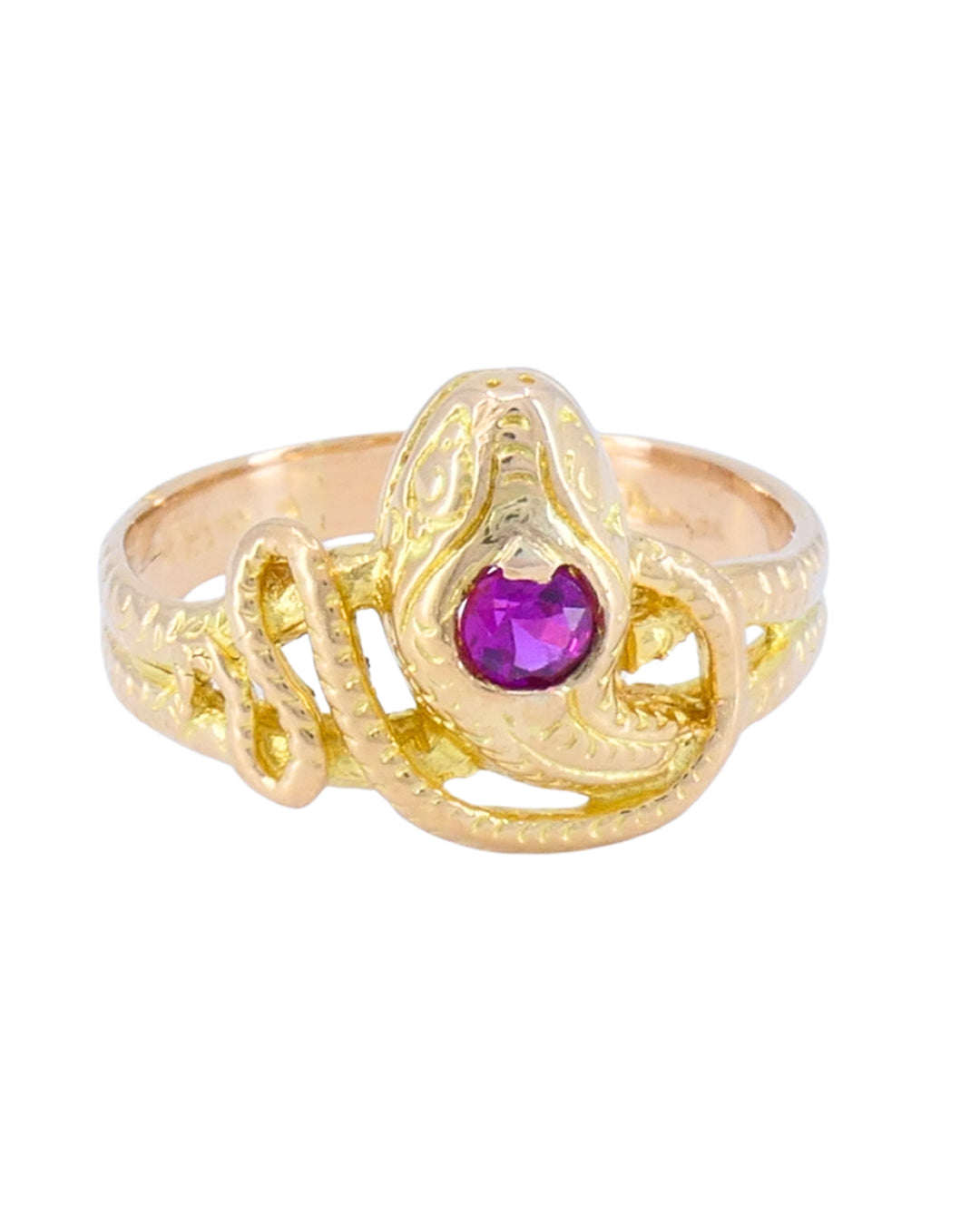 Vintage Snake Ring 14k Gold Ruby Ring Serpent Jewelry