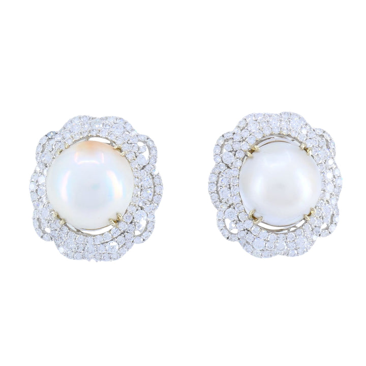 HANA 18K White Gold Mabe Pearl Diamond Drop Earrings