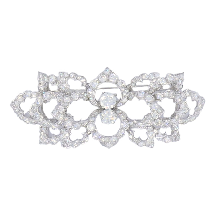 David Webb Diamond Platinum Brooch Floral Design