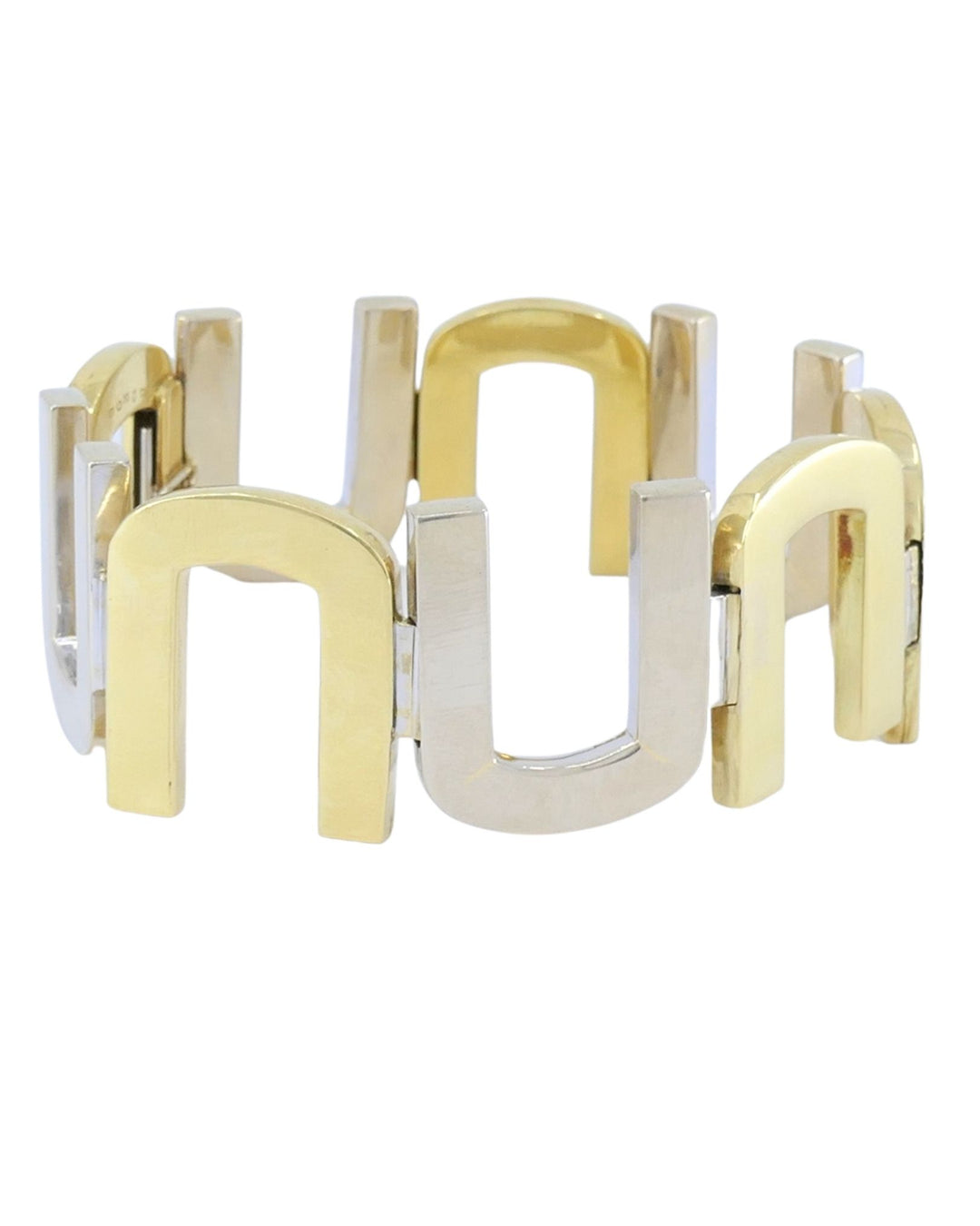 Vintage Cartier Bracelet 18k Yellow and White Gold Geometrical Pattern