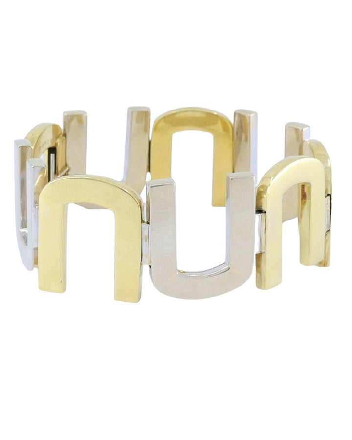 Vintage Cartier Bracelet 18k Yellow and White Gold Geometrical Pattern