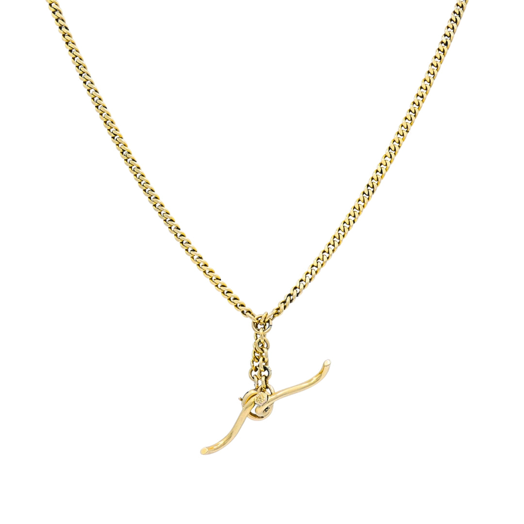 Antique 14k Gold Curb Link Necklace with Hook Clasp, Dated 1918