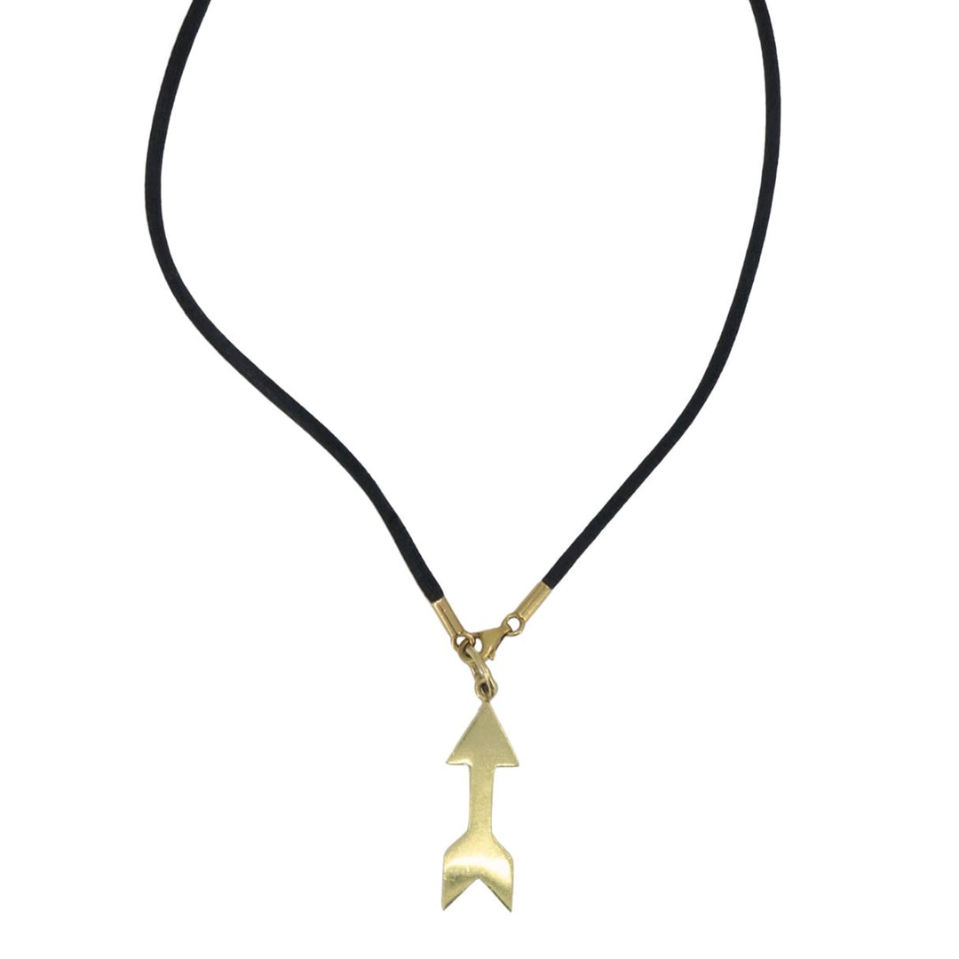 Cartier 18k Gold Arrow Pendant Black Silk Cord Necklace