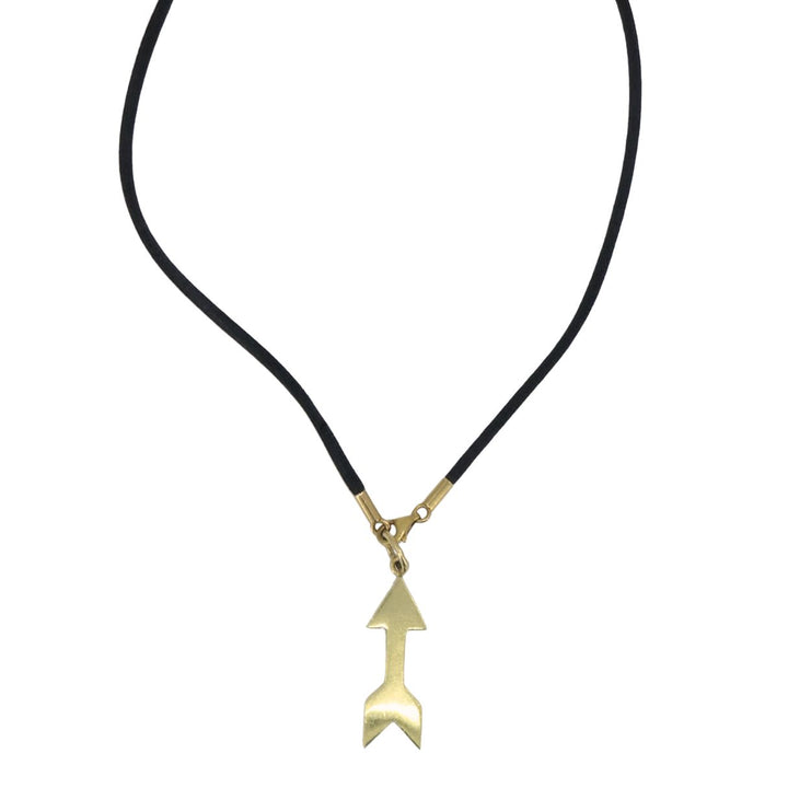 Cartier 18k Gold Arrow Pendant Black Silk Cord Necklace