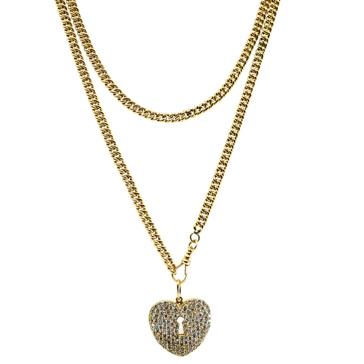 Vintage 14k Gold Diamond Heart Pendant & 10k Gold Chain Necklace