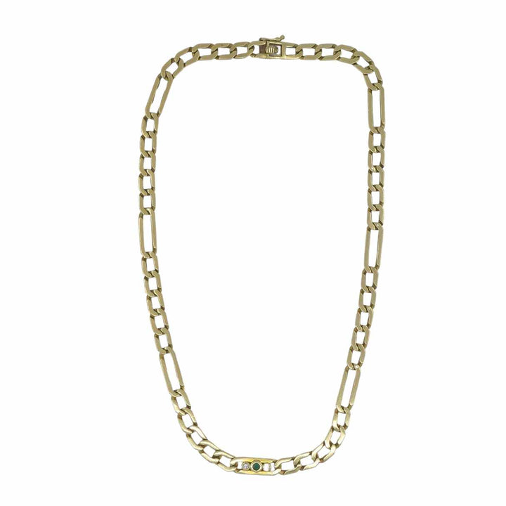 Vintage Cartier 18k Gold Emerald Diamond Chain Link Necklace