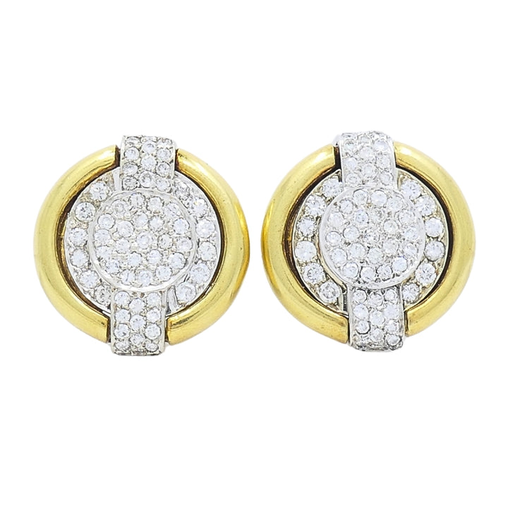 David Webb Diamond Earrings 18k Gold Circular Shape