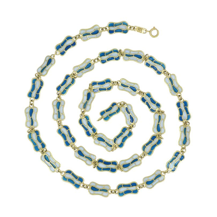 Vintage Plique-à-Jour 18k Gold Enamel Necklace